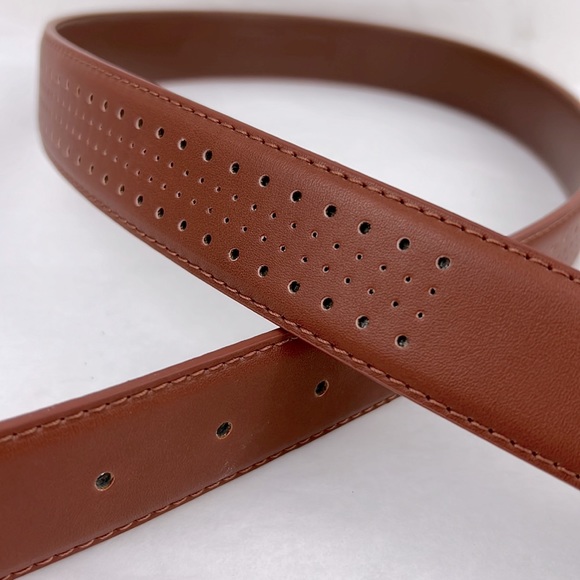 Stacy Adams Men Brown Cognac Leather Belt Pacer Perforated Belt NWT Size 36 - Picture 5 of 10